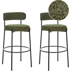 Beliani - Lot de 2 Tabourets de Bar Pieds en Acier Dossier Sans Accoudoirs en Tissu Bouclé Vert Foncé Allison