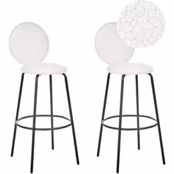 Ensemble de tabourets de bar à dossier rond. Ces tabourets de bar chics sont recouverts d'une matière bouclée douce et textur ...