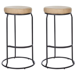 Lot de 2 Tabourets de Bar Chaise d'Ilot de Cuisine en Cuir pu Beige Milroy