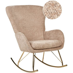 Beliani - Fauteuil à Bascule Moderne en Tissu Bouclé Beige et Pieds Métal Dorés Anaset