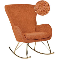 Beliani - Fauteuil à Bascule Moderne en Tissu Bouclé Orange et Pieds Métal Dorés Anaset