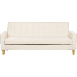 Beliani - Canapé Convertible Moderne 3 Places en Tissu Capitonné avec Accoudoirs Blanc Cassé Vehkoo