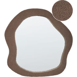 Miroir Mural Moderne à Suspendre 79 x 80 cm Cadre en mdf Forme Irrégulière en Tissu Bouclé Marron Blismes