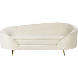 Canapé 3 Places Glamour en Velours Pieds en Métal Doré Beige Savar