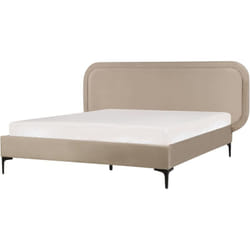 Beliani - Lit Double Moderne 140 x 200 cm en Velours Beige Suzette