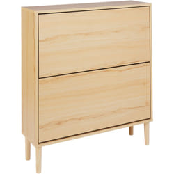 Meuble de Rangement pour Chaussures 2 Compartiments Panneau de Particules et Pieds en Bois Hévéa Clair Norris