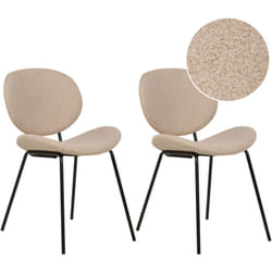 Lot de 2 Chaises Rétro en Bouclé Pieds Noirs Sans Accoudoirs Salle à Manger Taupe Luana