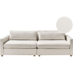 Beliani - Canapé Moderne 3 Places avec Accoudoirs Tissu Bouclé Blanc Cassé et Pieds en Bois Vinstra