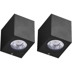 Set de 2 Lampes led Murales Extérieures 8 cm en Métal et Aluminium Verre Moderne Noir Aransas