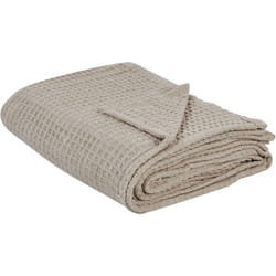 Beliani - Couvre-lit de Chambre Jeté de Lit à Motif Gaufré 200 x 220 cm en Coton Taupe Chagyl