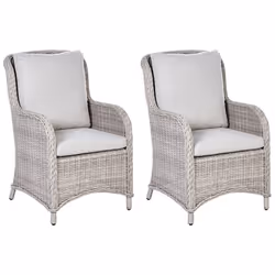 Lot de 2 fauteuils de jardin en rotin beige CASCAIS