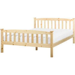 Beliani - Lit Double avec Sommier à Lattes Style Classique 140 x 200 cm en Bois de Pin Clair Giverny