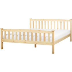 Beliani - Lit Double avec Sommier à Lattes Style Classique 160 x 200 cm en Bois de Pin Clair Giverny