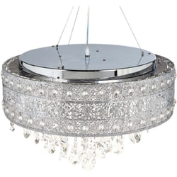 Beliani - Lustre Éclairage Suspendu Salon Salle à Manger en Métal Argenté avec Cristaux de Verre Finition Chromée Barbeira