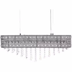 Lustre avec cristaux de verre. Ce lustre en métal, doté d'une élégante finition chromée, est une sublime décoration pour tout ...
