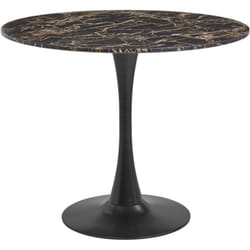 Table de Salle à Manger en mdf 90 cm Marbre Base Ronde en Métal Noire Dorée Boca