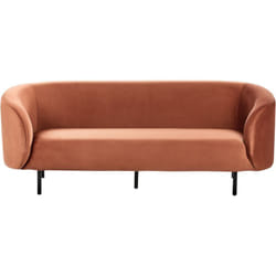 Beliani - Canapé 3 Places Incurvé Design Art Déco Moderne avec Pieds Noirs en Velours Orange Loen