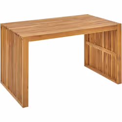 Table d'extérieur en bois solide. Cette table en bois d'acacia naturel embellit votre salle à manger. Les nœuds visibles du b ...