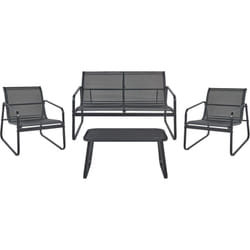 Ensemble de Jardin 4 Places Canapé et Chaises Style Industriel en Métal Noir Barrea