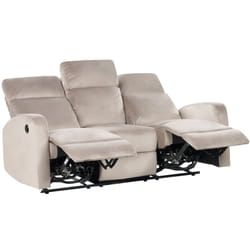 Canapé 3 Places Moderne Inclinable Électrique Fonction Relaxation en Velours Beige Verdal