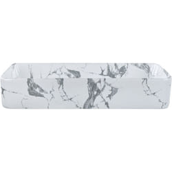 Lavabo Moderne en Céramique Effet Marbre 62 x 35 cm Forme Rectangulaire Blanc Ipala