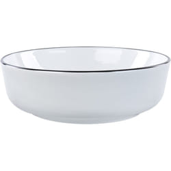 Beliani - Lavabo Rond en Céramique 42 cm Brillant Vasque Comptoir Classique Blanc avec Bord Noir Xert