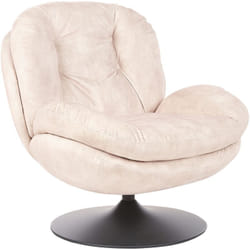 Beliani - Fauteuil Pivotant Vintage en Velours avec Assise Rembourré Base Simple Beige Nolvik