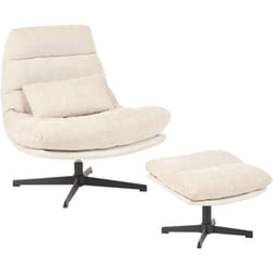 Beliani - Fauteuil avec Repose-Pieds Pivotant en Chenille Pouf Ottoman Base Unique Beige Tovik