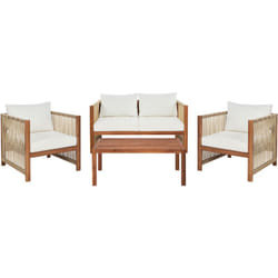 Beliani - Ensemble de Jardin 4 Places en Bois d'Acacia et Corde Tressée Table et Coussins Beige Antria
