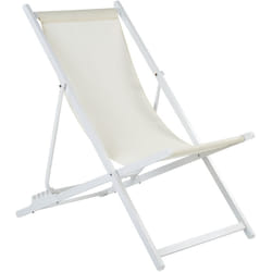 Chaise Longue Pliante et Inclinable pour l'Extérieur en Textilène Beige et Blanc Locri ii