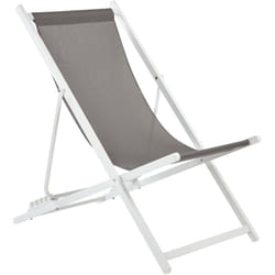 Beliani - Chaise Longue Pliante et Inclinable pour l'Extérieur en Textilène Gris et Cadre Métallique Blanc Locri ii