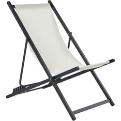 Beliani - Chaise Longue Pliante et Inclinable pour l'Extérieur en Textilène Beige Crème et Cadre Métallique Noir Locri ii
