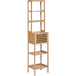Etagère Moderne en Bambou pour Salle de Bain Rangement Porte Bois Clair Lehi