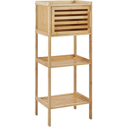 Etagère en Bambou Rangement Salle de Bain avec Porte Bois Clair Beckley