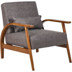 Beliani - Fauteuil Classique Rétro en Similicuir avec Accoudoirs Coussins Pieds en Bois d'Hévéa Marron Foncé Skara