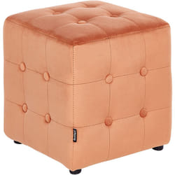 Beliani - Pouf en Velours Repose-Pieds Tabouret Capitonné Cube Chambre à Coucher Salon Orange Wisconsin