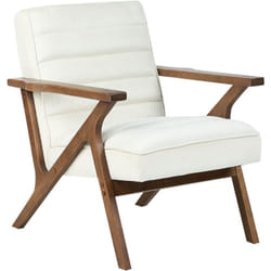 Beliani - Fauteuil Rétro en Velours Rembourré Structure en Bois Salon Chambre à Coucher Blanc Kisa