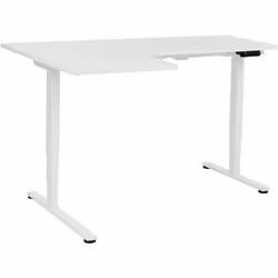 Bureau en L à hauteur réglable. Ce bureau électrique en forme de L est conçu pour le confort et la praticité. Il est doté d'u ...
