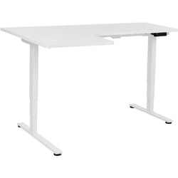 Bureau d'Angle à Gauche Réglable Electriquement Moderne en Forme de L 160 x 59 cm Plateau Blanc Destines
