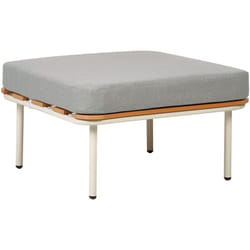 Ottoman de Jardin en Bois Synthétique 74 x 74 cm Structure en Métal Lattes Coussins Gris Senise
