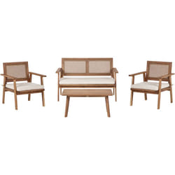 Beliani - Ensemble de Jardin Moderne en Bois d'Acacia Certifié 4 Places avec Coussins Beige Arenella