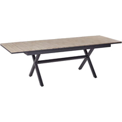 Table de Jardin à Rallonge 184/244 x 90 cm en Aluminium Meubles Mobilier d'Extérieur Bois Clair et Gris Graphite Fanes