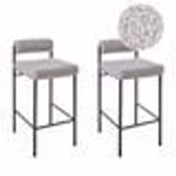 Lot de 2 chaises de bar AMAYA Bouclé Gris