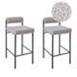 Lot de 2 chaises de bar AMAYA Bouclé Gris