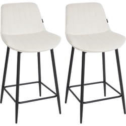 Beliani - Lot de 2 Chaises de Bar Sans Accoudoirs avec Pieds en Acier et Repose-Pieds Siège en Velours Beige Clair Dubrovnik