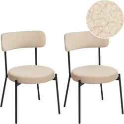 Beliani - Lot de 2 Chaises Salle à Manger Pieds en Acier Dossier Sans Accoudoirs en Tissu Bouclé Beige Clair Allison
