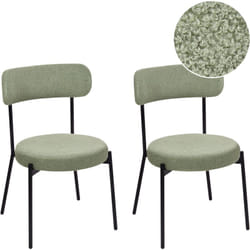 Lot de 2 Chaises Salle à Manger Pieds en Acier Dossier Sans Accoudoirs en Tissu Bouclé Vert Clair Allison