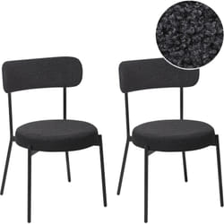 Lot de 2 Chaises Salle à Manger Pieds en Acier Dossier Sans Accoudoirs en Tissu Bouclé Noir Allison