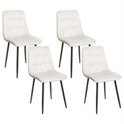 Beliani - Lot de 4 Chaises de Repas Salle à Manger Moderne Pieds en Métal Sièges en Velours Blanc Cassé Powell