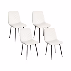 Lot de 4 chaises de salle à manger HAVRE Velours Blanc cassé
